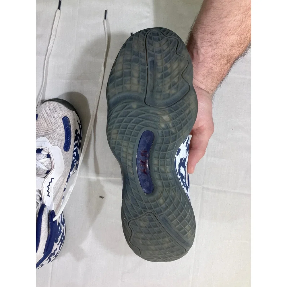 Adidas Hoops‎ Mens BB Shoes White Blue Camo F21/S22-TN21/066D.1-3 Size 13